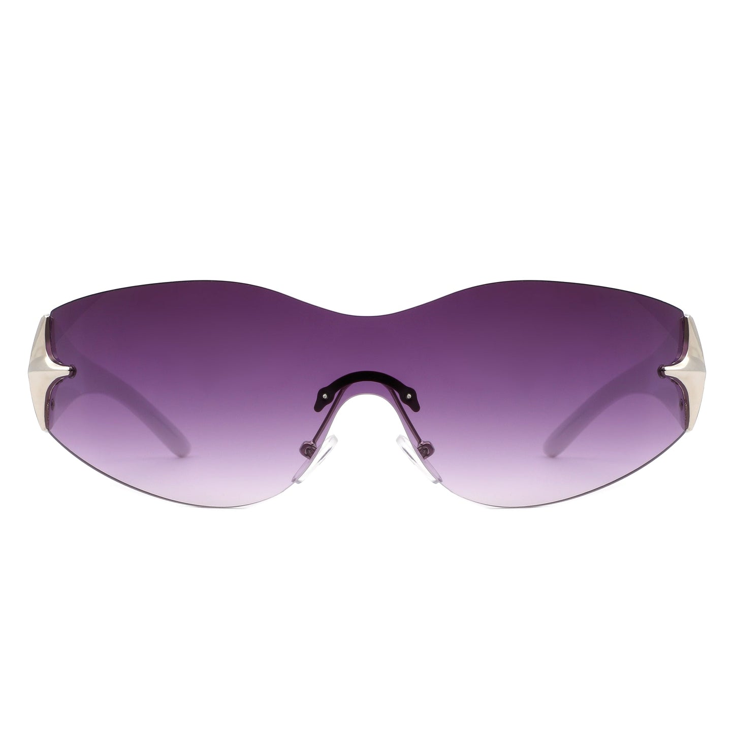 Spark - Sleek Rimless Double Star Fashion Shield Sunglasses