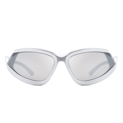 Quanta - Sporty Geometric Rectangle Wrap-Around  Sunglasses