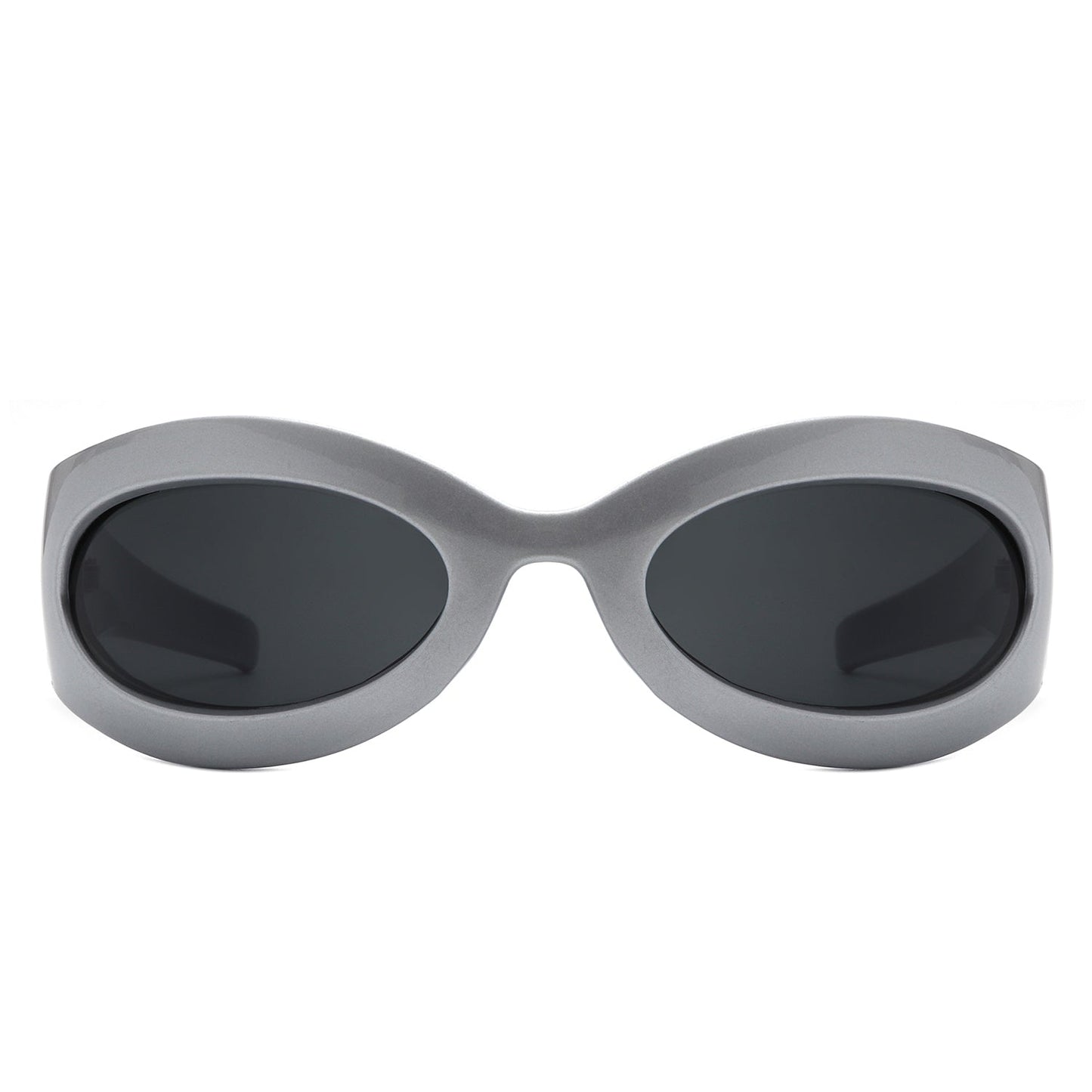 Albion - Retro Oval Wrap Around Round Sunglasses