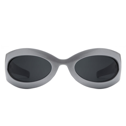 Albion - Retro Oval Wrap Around Round Sunglasses