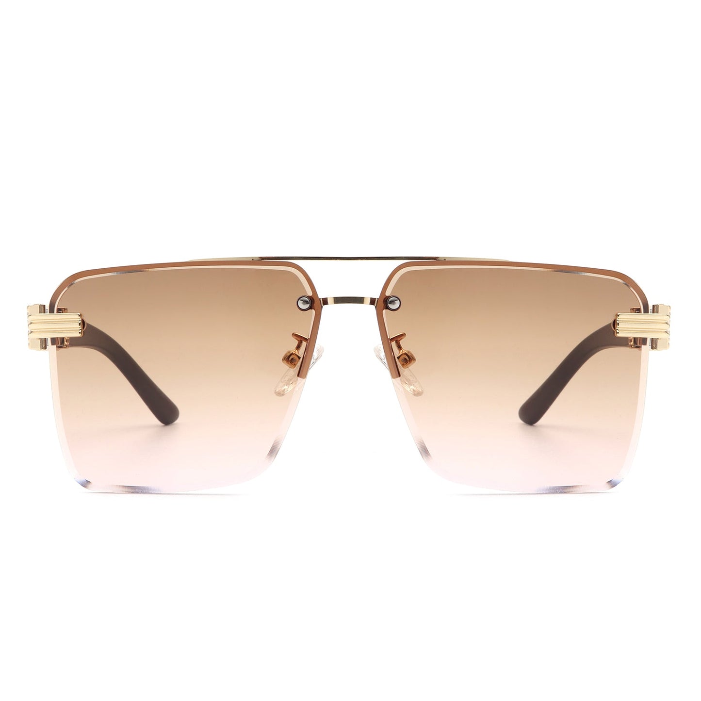 Elysian - Retro Square Rimless Brow-Bar Tinted Fashion Sunglasses
