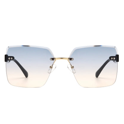 Aspos - Square Rimless Fashion Tinted Women Sunglasses