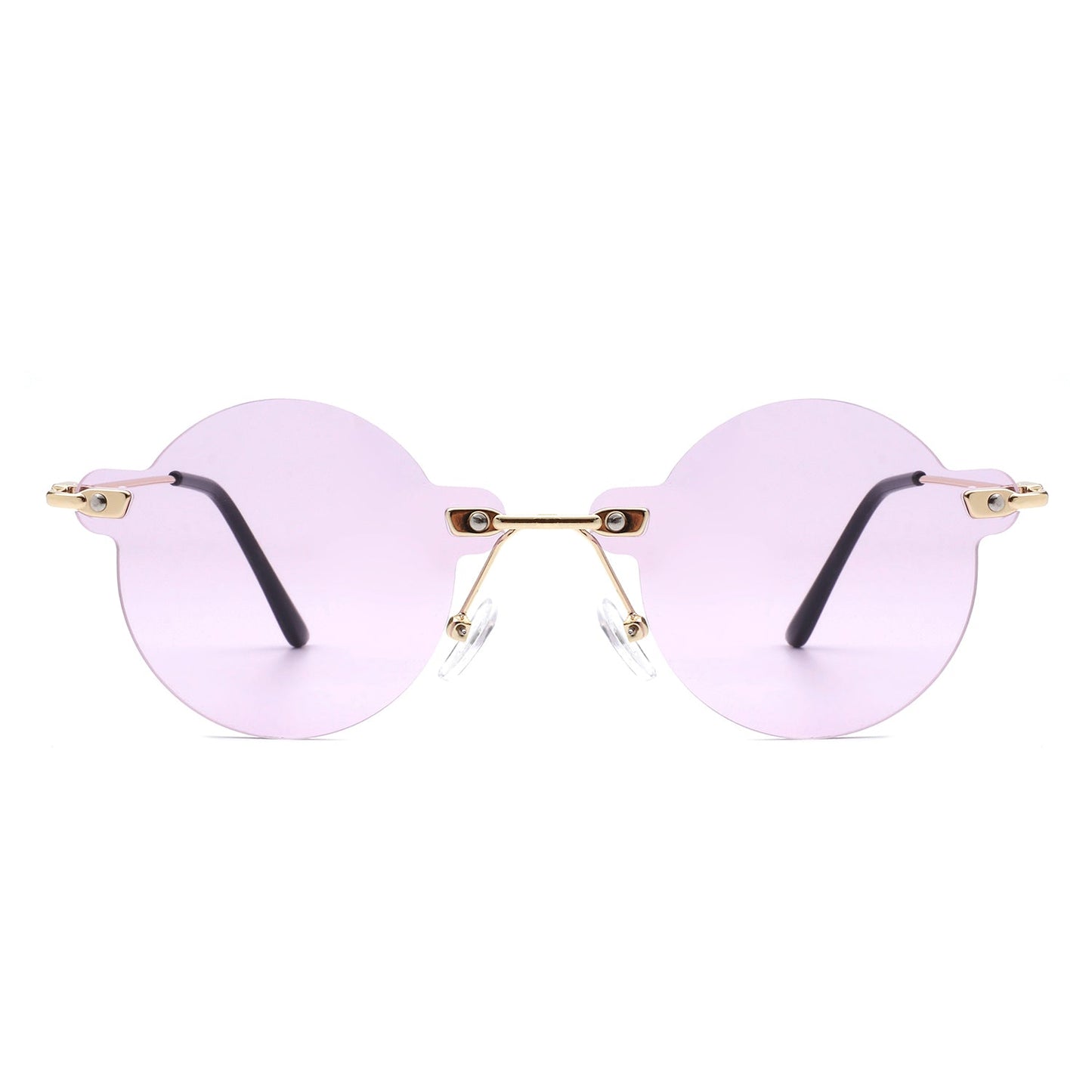 Crescent - Circle Retro Round Rimless Fashion Tinted Vintage Sunglasses