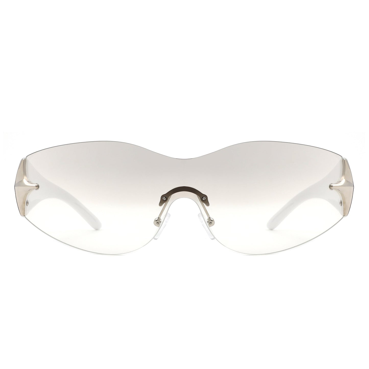 Spark - Sleek Rimless Double Star Fashion Shield Sunglasses