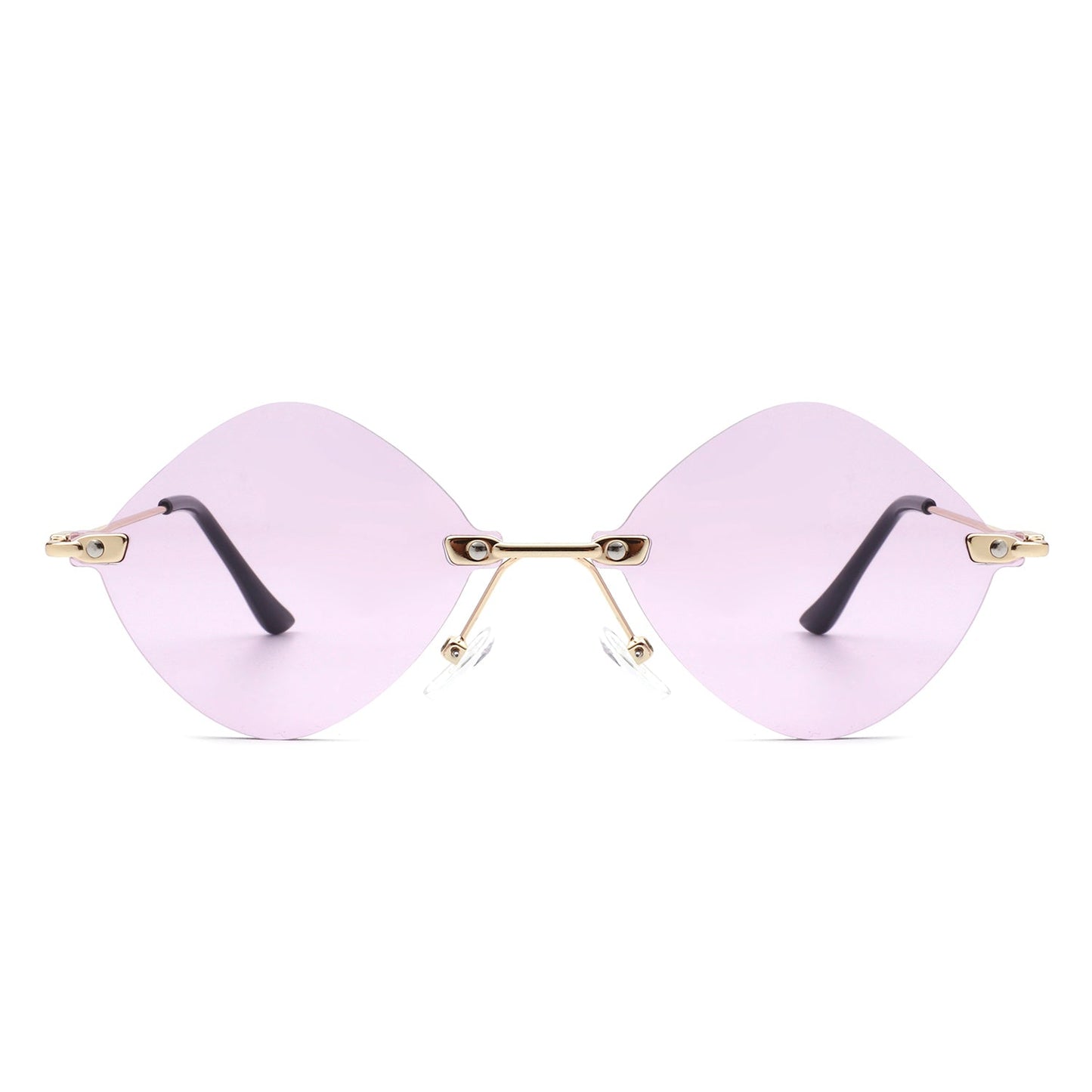 Bluewave - Rimless Retro Round Geometric Frameless Tinted Fashion Sunglasses