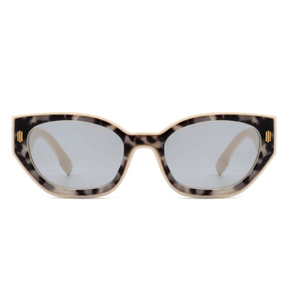 Dawnmist - Geometric Retro Round Irregular Narrow Cat Eye Sunglasses