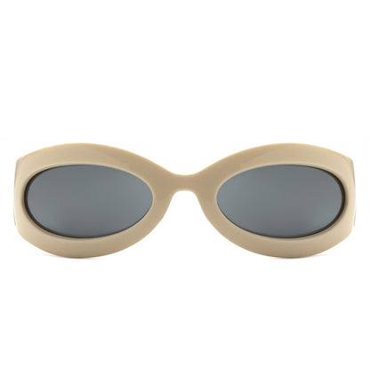 Albion - Retro Oval Wrap Around Round Sunglasses