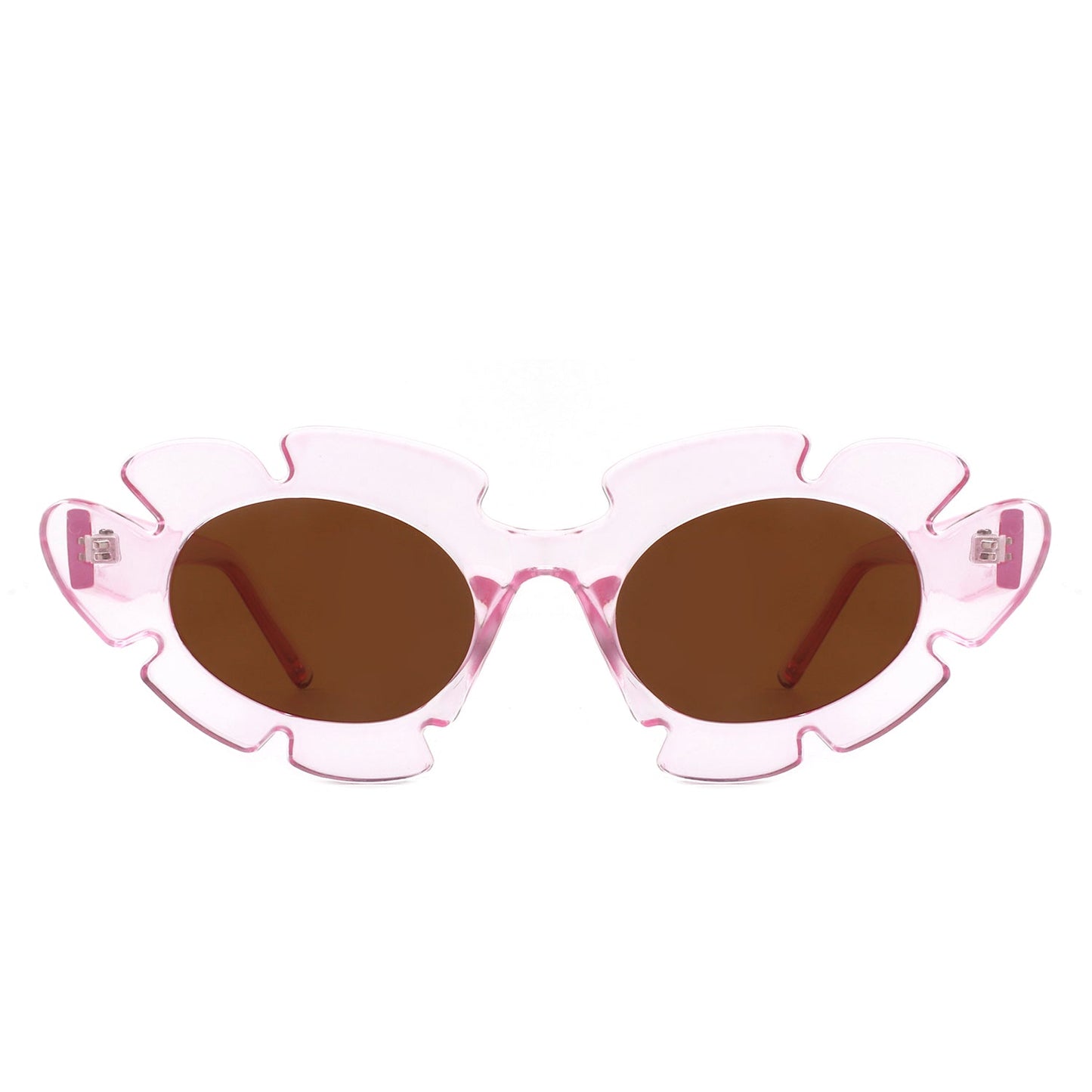 Pixielan - Women Irregular Round Cut-Out Cat Eye Flower Design Fashion Sunglasses