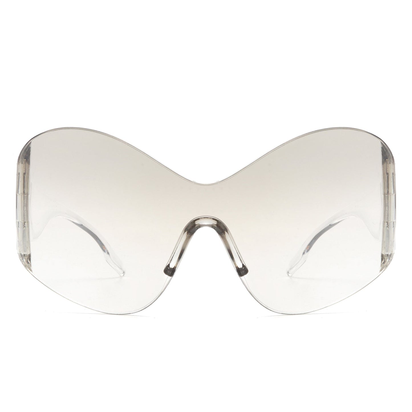 Oriel - Rimless Oversized Wraparound Shield Women Sunglasses