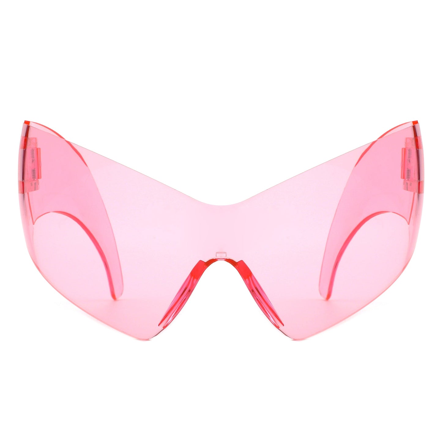 Clutch - Modern Rimless Oversized Color Pop Curved Sunglasses