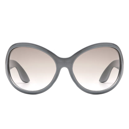 Aurora - Oversize Fashion Curved Large Women Round Sunglasses