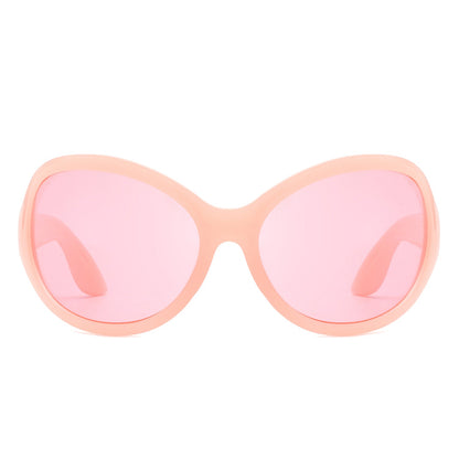 Aurora - Oversize Fashion Curved Large Women Round Sunglasses
