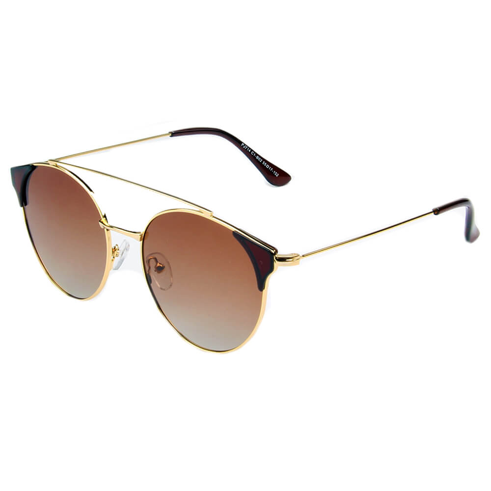 Antequera | Women Round Polarized Brow-Bar Cat Eye Fashion Sunglasses