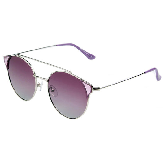 Antequera | Women Round Polarized Brow-Bar Cat Eye Fashion Sunglasses